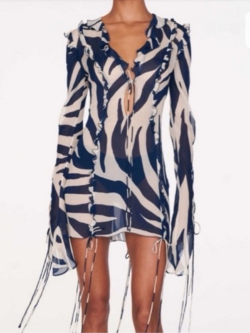 Rat & Boa Navy and White Zebra Print Swim Coverup Mini - SOLD OUT - Xs/small